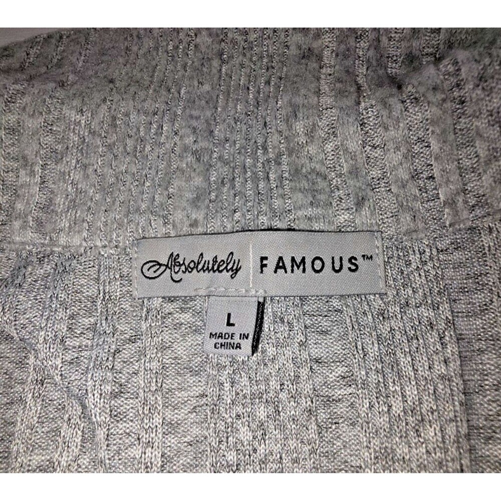 Absolutely Famous Ribbed, Button-Front Collared Sweater, Gray - Picture 7 of 8